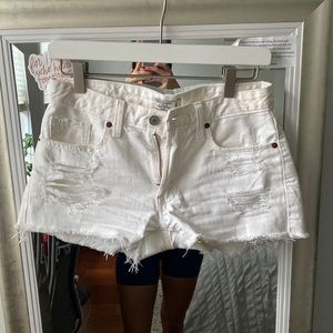Abercrombie White Ripped Denim Jean Shorts